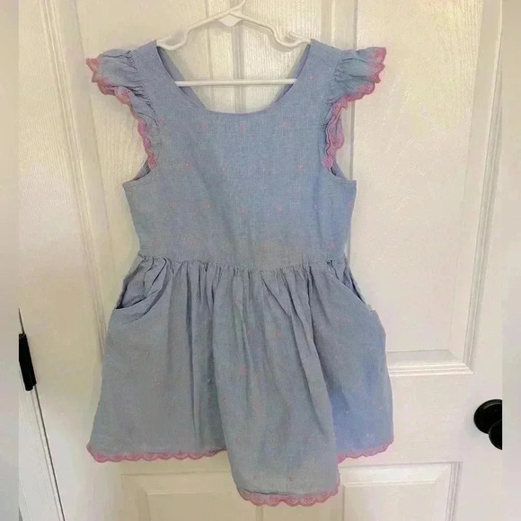 Gap Kids Blue Dress with Pink Polka Dots size Small - Picture 1 of 4